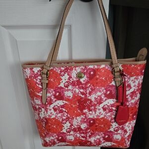 Coach Pink and Cream Floral Tote